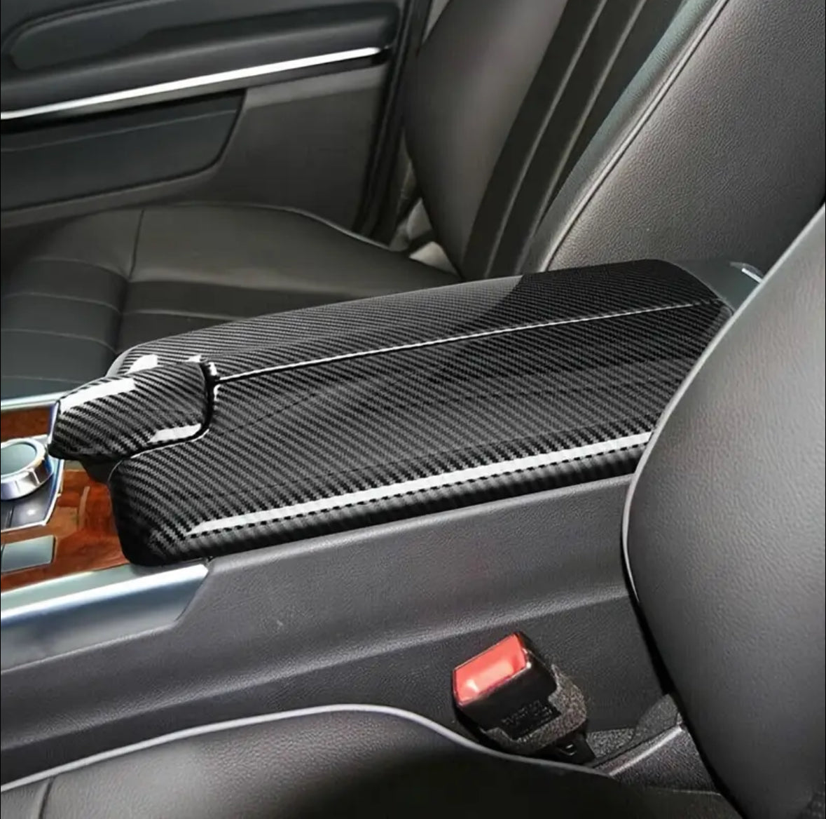 Carbon Fiber Style Car Console Armrest Cover